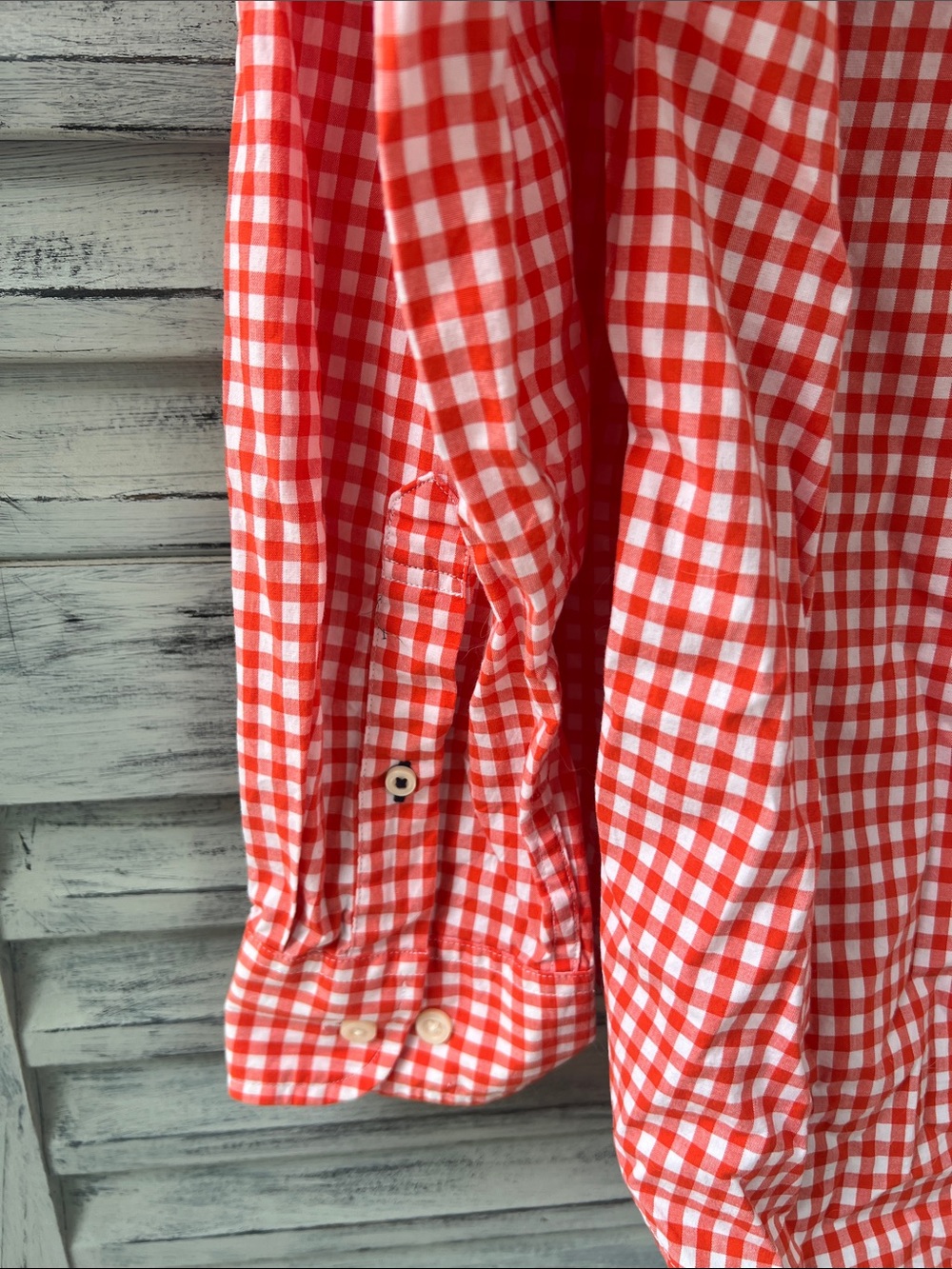 Tommy Hilfiger Orange and White Gingham Button-Down Shirt Size L Classic Fit - Picture 5 of 7